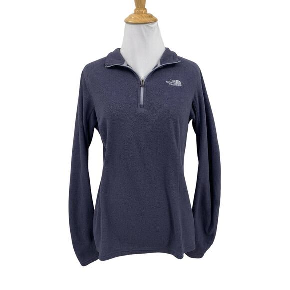 The North Face Sweater Womens Medium Cloudy Blue Fleece Quarter Zip Long Sleeve - Picture 1 of 15